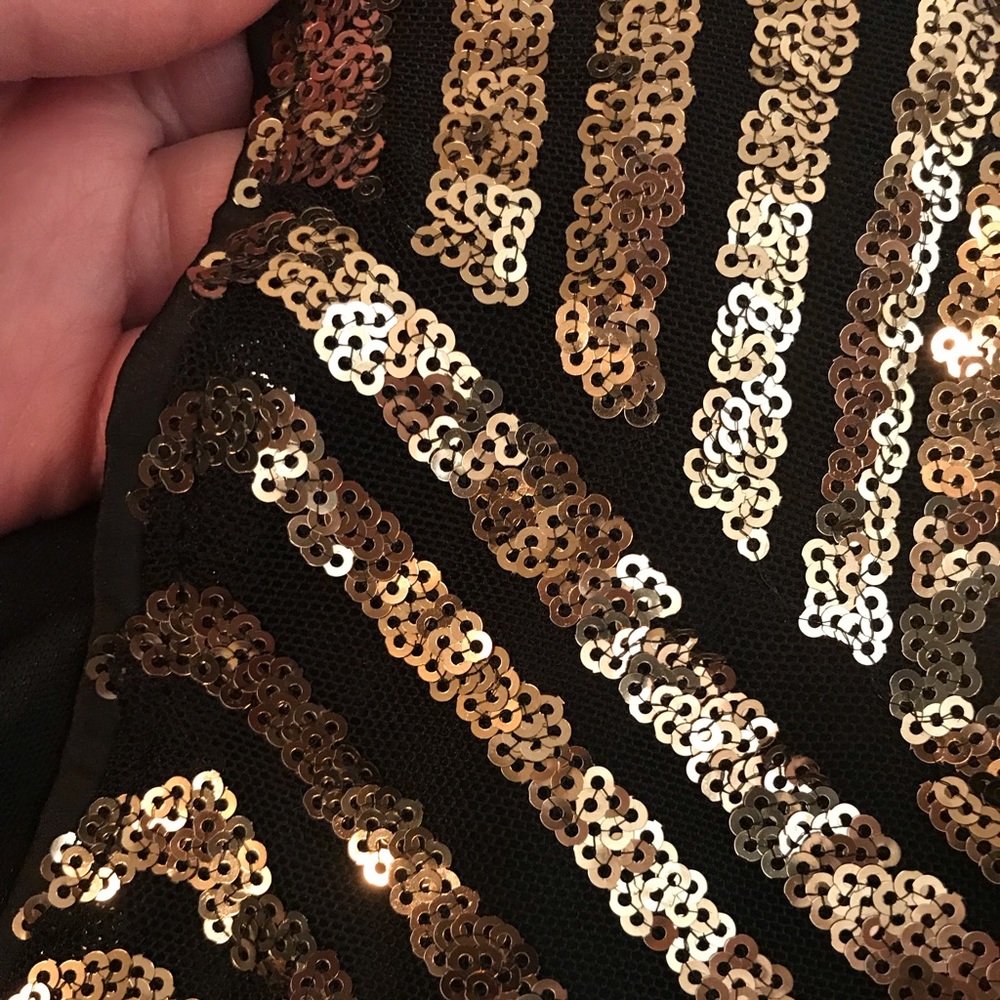 Brand New Black Crop Party Top with Gold Sequins - Picture 6 of 7